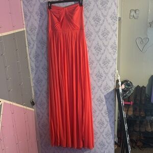 David's Bridal Strapless Red Gown